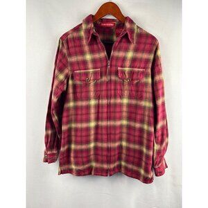Gloria Vanderbilt Womens Plaid Flannel Shirt Size S Buttoned Pockets